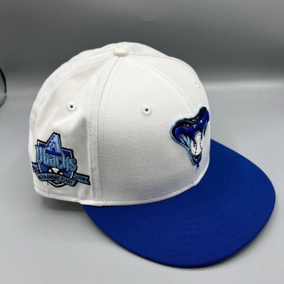 Arizona Diamondbacks Hat Men‎ 7 5/8 White Blue 59Fifty New Era MLB Fitted Cap